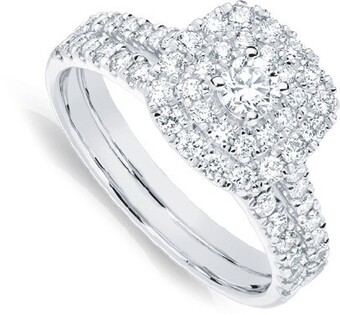 Angus & Coote 9ct white gold diamond cluster bridal set offer