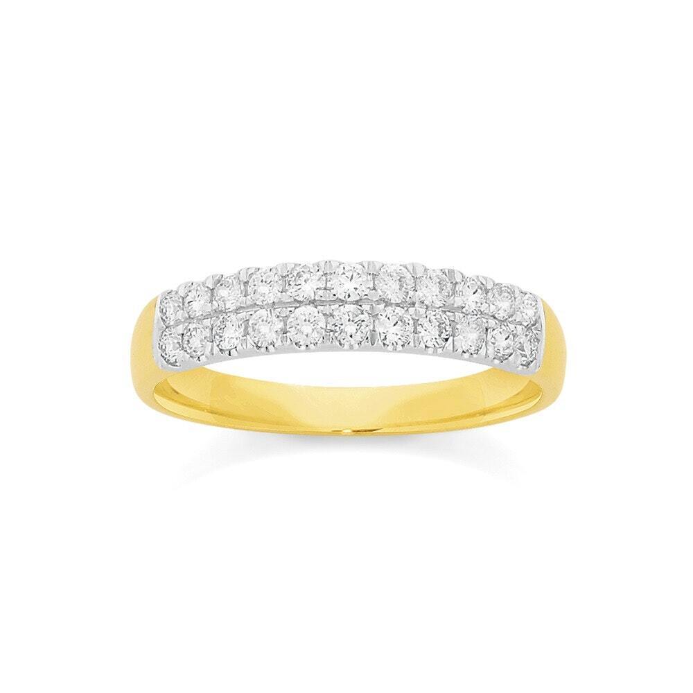 9ct gold diamond double row band offer at Angus & Coote