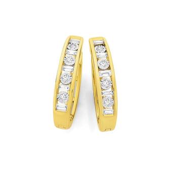 Angus & Coote 9ct gold diamond huggie earrings offer