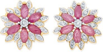 Angus & Coote 9ct gold ruby & diamond earrings offer