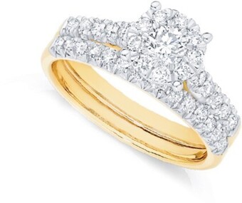 Angus & Coote 18ct gold diamond cluster bridal set offer