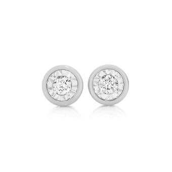 Angus & Coote 9ct white gold diamond bezel set stud earrings offer
