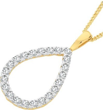 Angus & Coote 9ct gold diamond open pear shape pendant offer