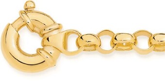 Angus & Coote 9ct gold 19cm solid belcher bolt ring bracelet offer