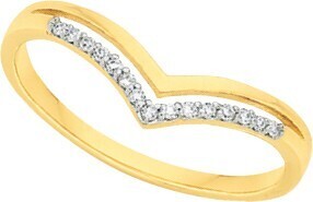 Angus & Coote 9ct gold diamond double v shape ring offer