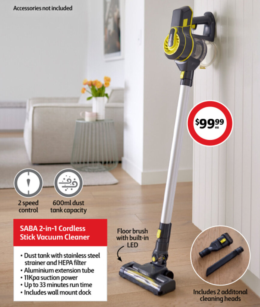 SABA 2in1 Cordless Stick Vacuum Cleaner offer at Coles