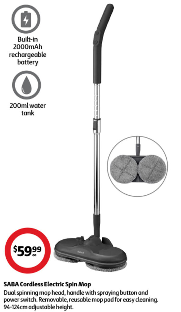 SABA Cordless Electric Spin Mop offer at Coles