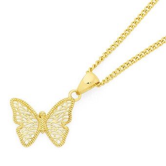 Goldmark 9ct gold two tone butterfly pendant offer
