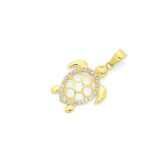 Goldmark 9ct gold cubic zirconia turtle pendant offer