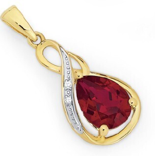 Goldmark 9ct gold created ruby & diamond pendant offer
