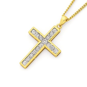 Goldmark 9ct gold diamond cross pendant offer