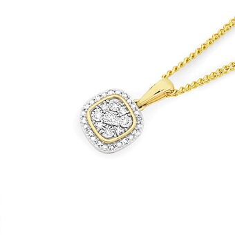 Goldmark 9ct gold diamond cushion pendant offer
