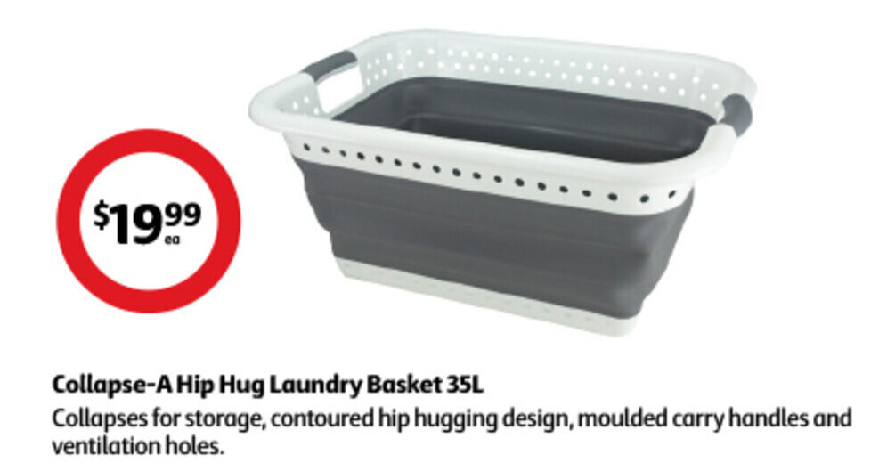 CollapseA Hip Hug Laundry Basket 35L offer at Coles