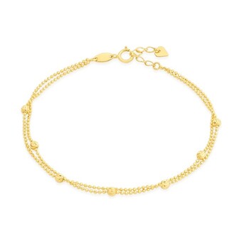 Goldmark 9ct gold 19cm double stand diamond cut bead bracelet offer