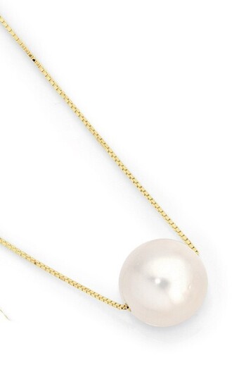Goldmark 9ct gold cultured freshwater pearl slider pendant on a 9ct gold fine box chain offer