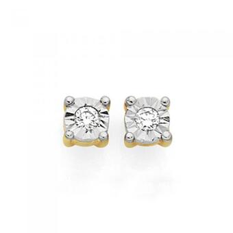 Goldmark 9ct gold diamond miracle set stud earrings offer
