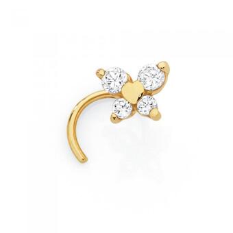 Goldmark 9ct gold cubic zirconia claw-set butterfly nose stud offer