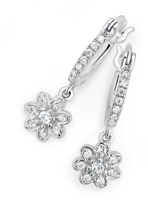 Goldmark Sterling silver cubic zirconia flower on cubic zirconia hoop earrings offer