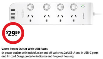 Coles Verve Power Outlet With USB Ports offer