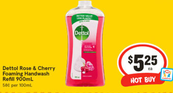 IGA Dettol Rose & Cherry Foaming Handwash Refill 900mL offer
