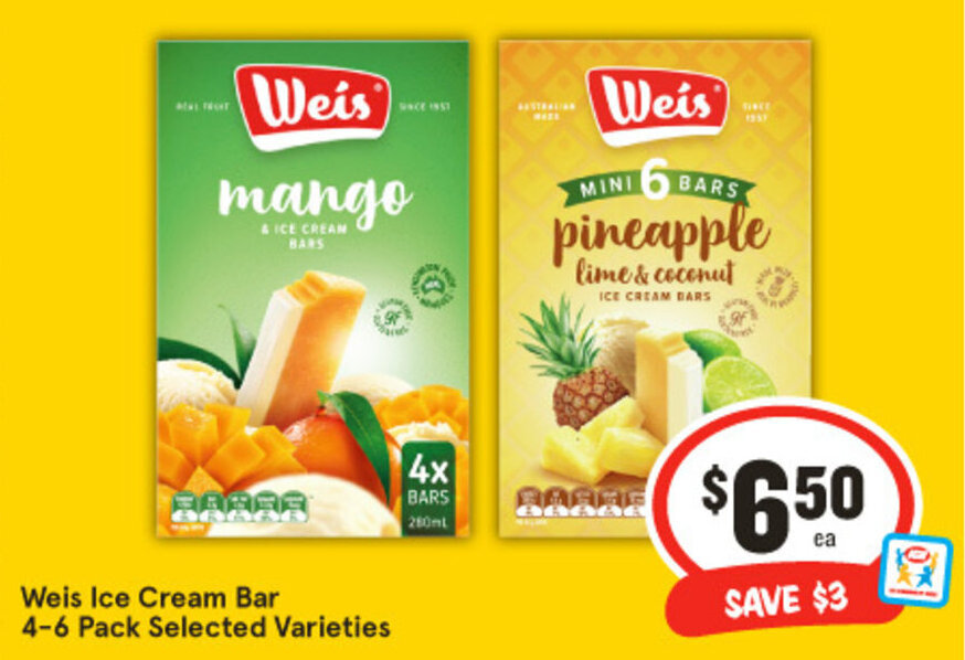 Weis Ice Cream Bar 46 Pack Selected Varieties offer at IGA