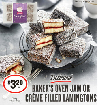 IGA Delicious BAKER'S OVEN JAM OR CRÉME FILLED LAMINGTONS offer