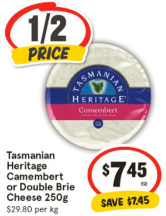 IGA Tasmanian Heritage Camembert or Double Brie Cheese 250g offer