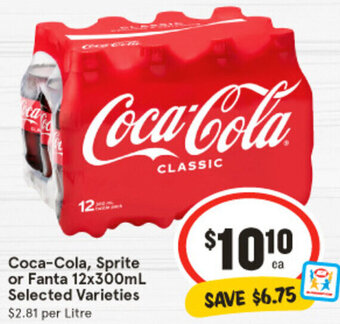 IGA Coca-Cola, Sprite or Fanta 12x300mL Selected Varieties offer