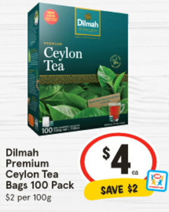 IGA Dilmah Premium Ceylon Tea Bags 100 Pack offer