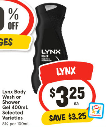 IGA Lynx Body Wash or Shower Gel 400mL Selected Varieties offer