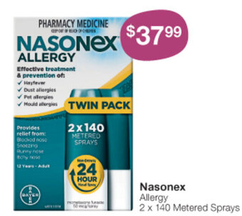 Pharmacy Best Buys Nasonex Allergy 2 x 140 Metered Sprays offer