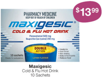 Pharmacy Best Buys Maxigesic Cold & Flu Hot Drink 10 Sachets offer