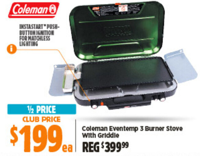 Coleman Eventemp 3 Burner Stove With Griddle offer at Anaconda