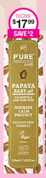 Priceline P'ure Papaya Baby Oil offer