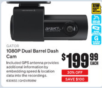 SuperCheap Auto GATOR 1080P Dual Barrel Dash Cam offer