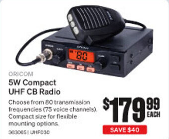 SuperCheap Auto ORICOM 5W Compact UHF CB Radio offer