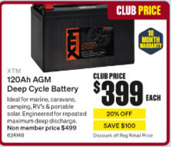 SuperCheap Auto XTM 120Ah AGM Deep Cycle Battery offer