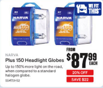 SuperCheap Auto NARVA Plus 150 Headlight Globes offer