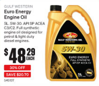 SuperCheap Auto GULF WESTERN Euro Energy Engine Oil offer