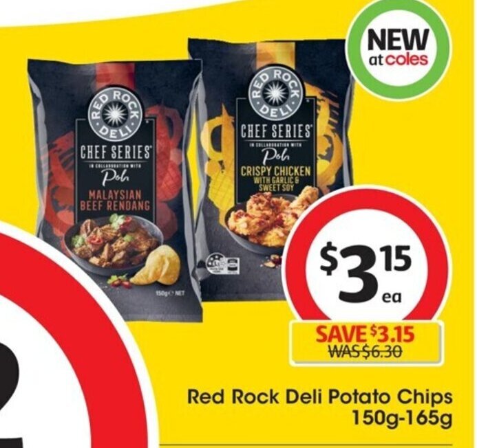 Red Rock Deli Potato Chips 150g165g offer at Coles