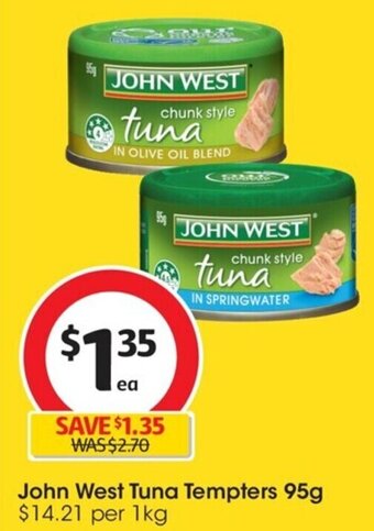 Coles John West Tuna Tempters 95g offer