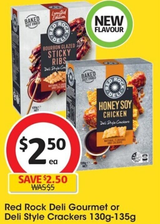 Red Rock Deli Gourmet or Deli Style Crackers 130g135g offer at Coles