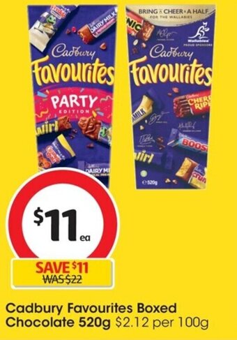 Coles Cadbury Favourites Boxed Chocolate 520g offer