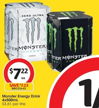 Coles Monster Energy Drink 4x500mL offer