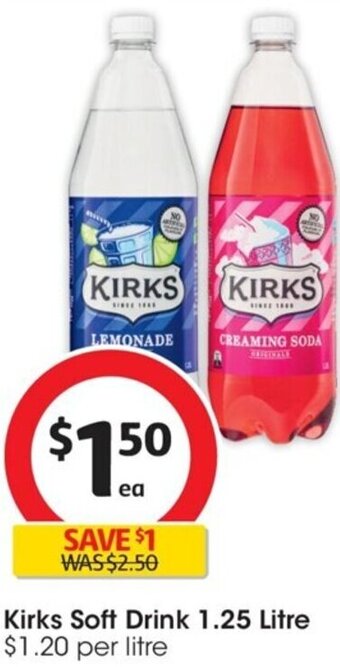 Coles Kirks Soft Drink 1.25 Litre offer
