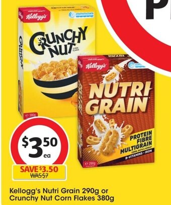 Coles Kellogg's Nutri Grain 290g or Crunchy Nut Corn Flakes 380g offer