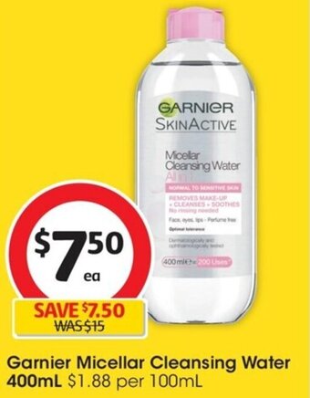 Coles Garnier Micellar Cleansing Water 400mL offer