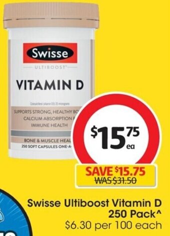 Coles Swisse Ultiboost Vitamin D 250 Pack^ offer