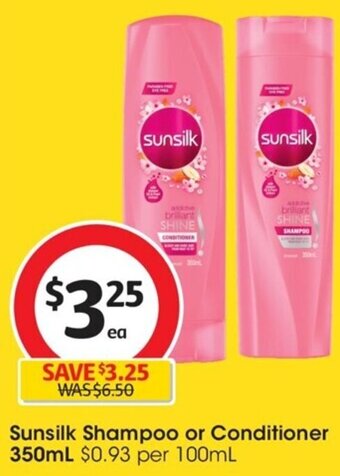 Coles Sunsilk Shampoo or Conditioner 350mL offer