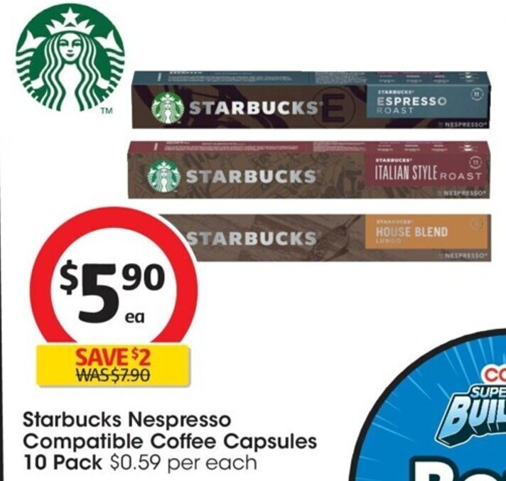 Starbucks Nespresso Compatible Coffee Capsules 10 Pack offer at Coles
